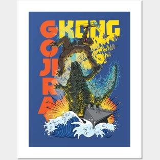 Gojira & Kong on the ocean Posters and Art